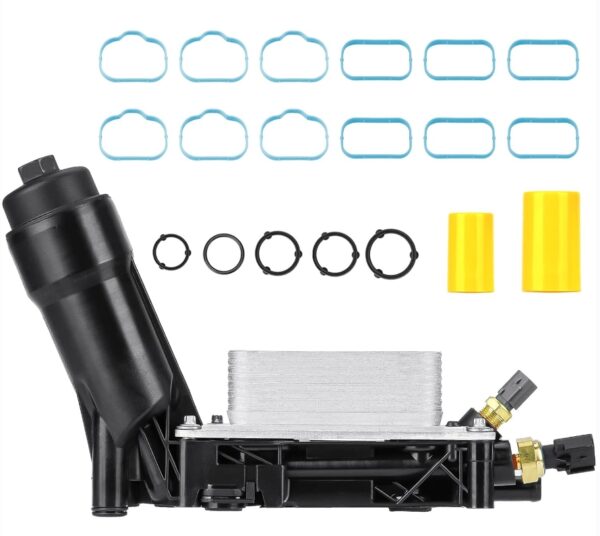 Engine Oil Cooler with Oil Filter Housing Adapter Gaskets Sensor 5184294AE for 2011-2013 3.6L V6 Jeep Grand Cherokee/Wrangler, Dodge Avenger/Challenger/Charger/Grand Caravan | EZ Auction