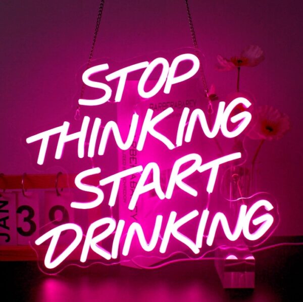 Stop Thinking Start Drinking Neon Sign Pink Led Neon Signs Letter Neon Lights Neon Bar Signs for Wall Decor USB Light Up Sign Neon for Home Bar Man Cave Party Club Restaurant | EZ Auction