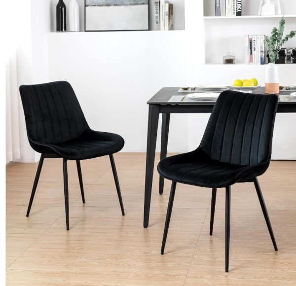 *** *** ILLUSTRATIVE IMAGE *** Black Dining Chairs Set of 2 Modern Dining Chairs, Mid Century Dining Room Chairs, Velvet Dining Chairs, Upholstered Dining Chair with Metal Legs for Home, Kitchen, Living Room, Bedroom | EZ Auction