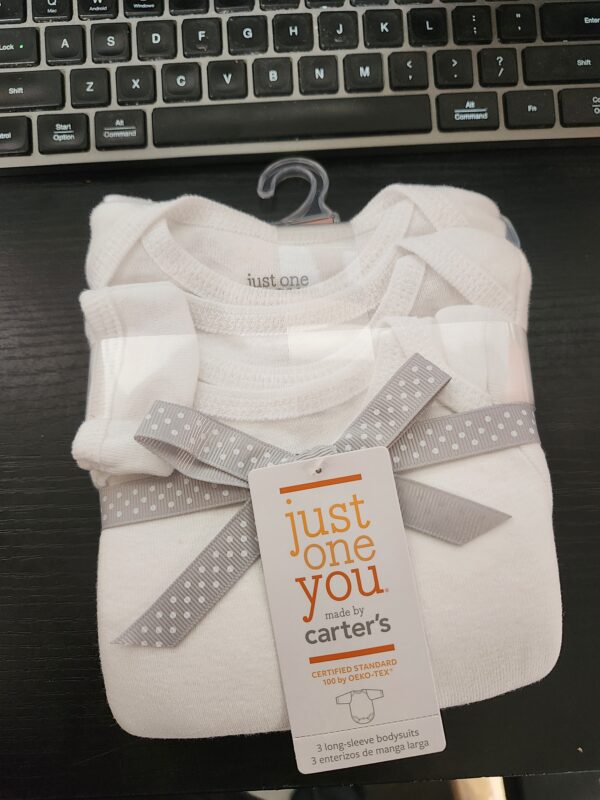 SIZE NB* Carter's Just One You®️ Baby 3pk Long Sleeve Bodysuit - Lead White | EZ Auction