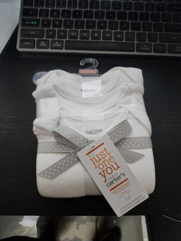 SIZE NB* Carter's Just One You®️ Baby 3pk Long Sleeve Bodysuit - Lead White | EZ Auction