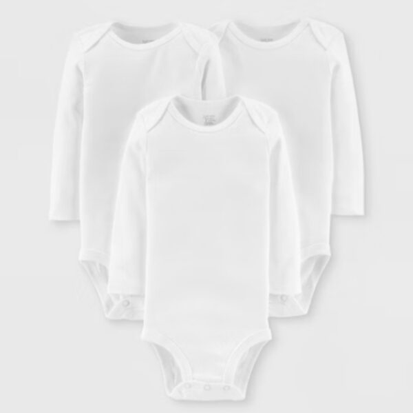 SIZE NB* Carter's Just One You®️ Baby 3pk Long Sleeve Bodysuit - Lead White | EZ Auction