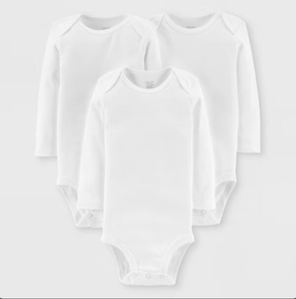 SIZE NB* Carter's Just One You®️ Baby 3pk Long Sleeve Bodysuit - Lead White | EZ Auction