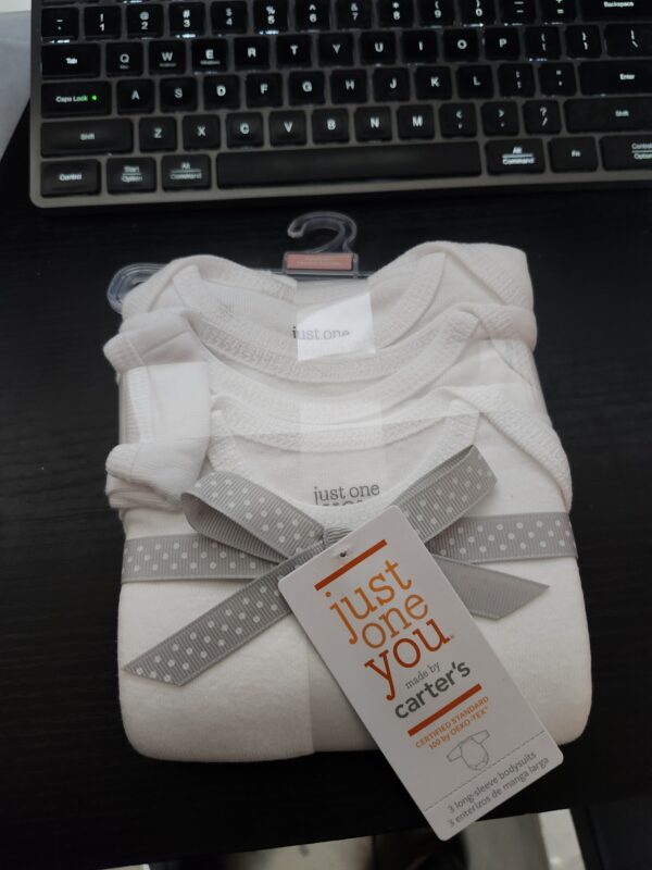 SIZE NB* Carter's Just One You®️ Baby 3pk Long Sleeve Bodysuit - Lead White | EZ Auction