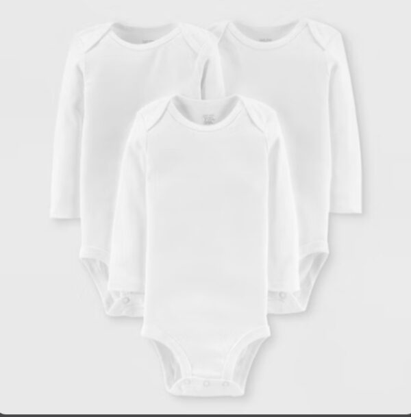 SIZE NB* Carter's Just One You®️ Baby 3pk Long Sleeve Bodysuit - Lead White | EZ Auction