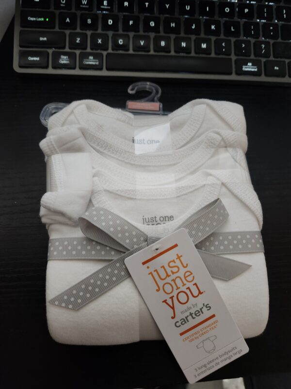 SIZE NB* Carter's Just One You®️ Baby 3pk Long Sleeve Bodysuit - Lead White | EZ Auction