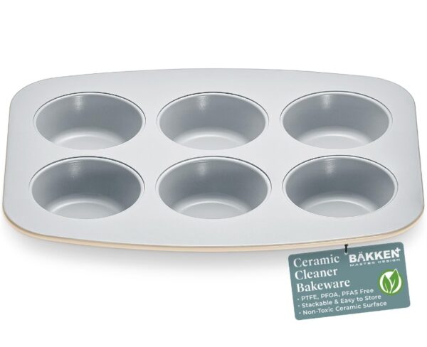 Bake with Elegance: 6-Cup Cake/Muffin Pan Set - Blue, Teal, Marble, Golden, Cream - Aluminized Steel with Ceramic Non-Stick Coating, PFOA & PFAS Free - Non-Toxic, Heavy-Duty Bakeware | EZ Auction