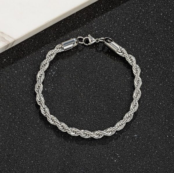 Stainless Steel Rope Link Chain Bracelet for Women Men, Silver Tone / 14K gold Plated 3/4/5/6mm wide Rope Chain Bracelets, 7.5" or 8.3" | EZ Auction