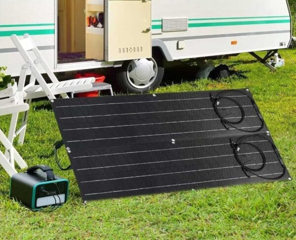 500W Solar Panel 12V/24V Flexible Solar Panel, 2×250 Watt Monocrystalline Solar Panels for RV/Golf Cart/Camping/Boa (Black) | EZ Auction