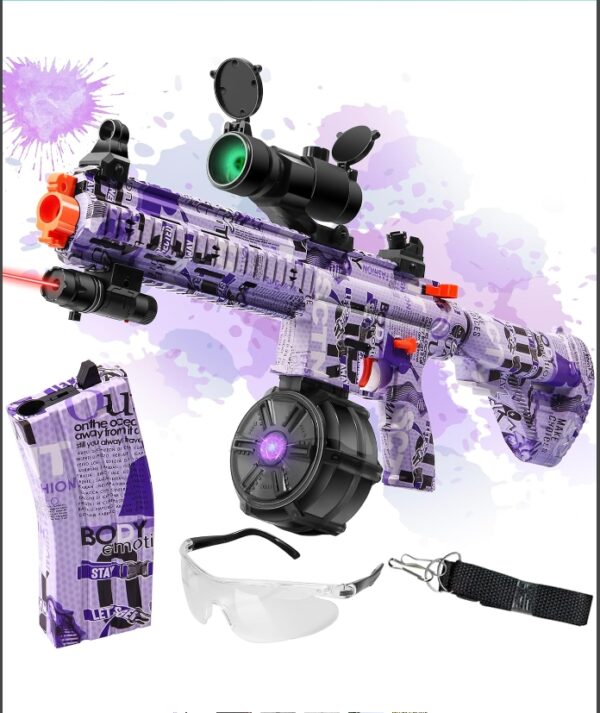 Large Gel Ball Blaster with Drum, Manual & Automatic Dual Mode Splatter Ball Blaster, for Outdoor Activities -Team Game, Purple | EZ Auction