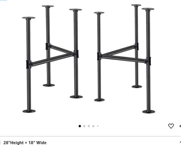 Industrial Pipe Table Leg Set,Metal Table Legs for Coffee and End Tables, Desks, Nightstand,2Pcs, 28" H × 18" W(Black) | EZ Auction