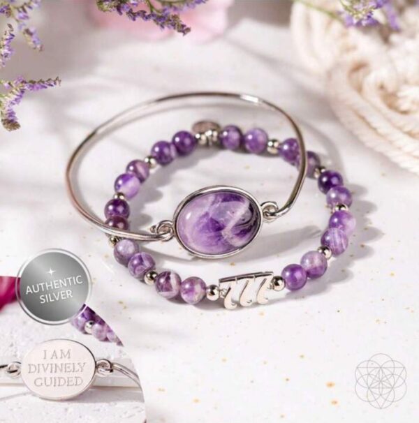 CONSCIOUS items I Am Fortunate - 777 Lucky Amethyst Bracelet Set | EZ Auction