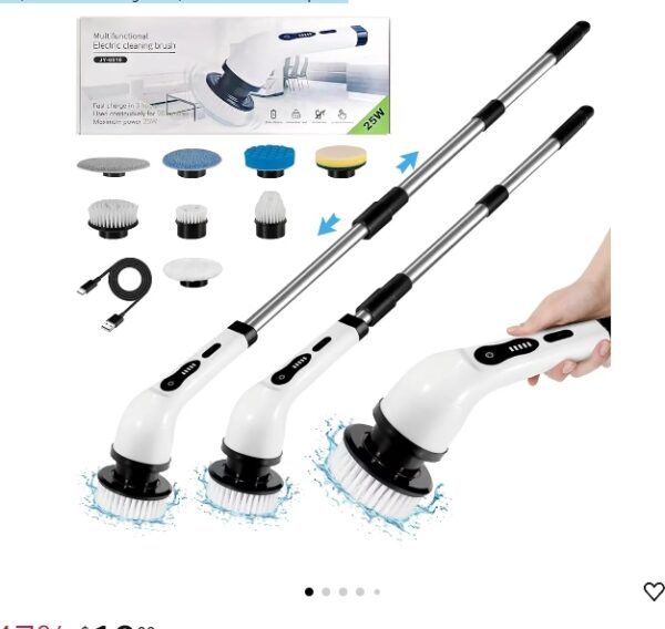 Electric Spin Scrubber, Shower Scrubber, Electric Scrubber for Cleaning Bathroom, Shower Scrubber with Long Handle, Cordless Cleaning Brush, Power Scrubber 2 Speeds | EZ Auction