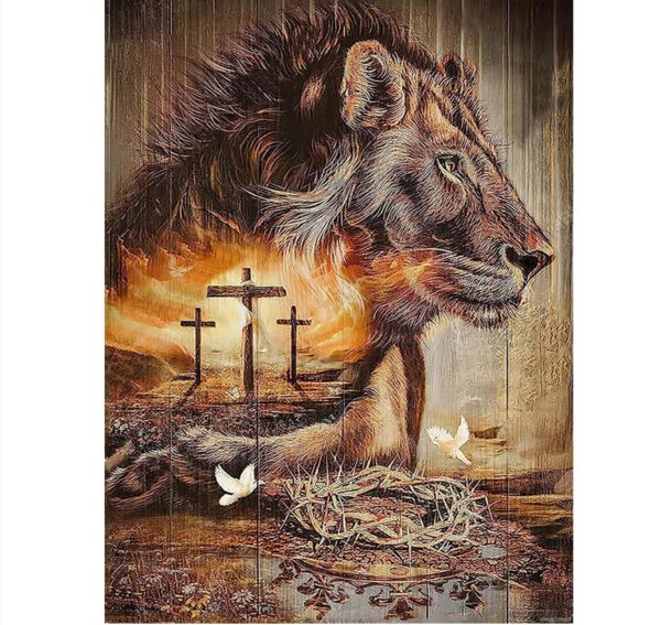 UPABLUNSO Diamond Painting Lion of Judah Christian Cross Jesus Thorn and Crown Dove Vintage Religious Kit for Adults for Wall Home Decor 12x 23 Inc | EZ Auction