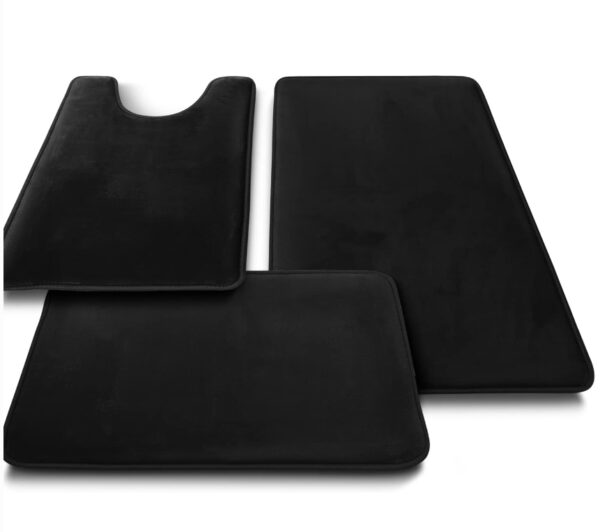 *** ILLUSTRATIVE IMAGE ***  3 Piece Bathroom Rugs Bath Mat Set, Velvet Memory Foam Bath Mats for Bathroom - Non-Slip, PVC Backing Bath Rugs, Washable Bathroom Rug Mats - Dries Quickly, Black Bathroom Rug Set | EZ Auction