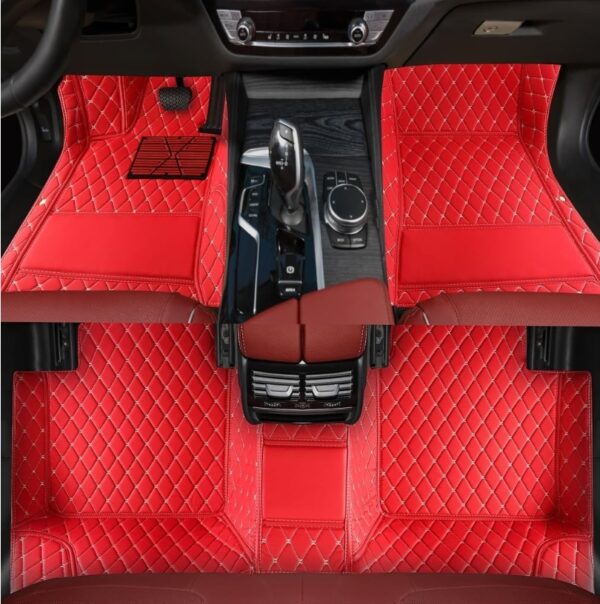 *** USED *** Luxury Leather Car Floor mats Custom Personalized Full Coverage car Floor mat for 99% of Cars. (red) | EZ Auction