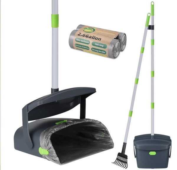 RONSUNG Pooper Scooper Kit - Swivel Bin & Rake with Adjustable 44" Long Handle, Portable for Large, Medium, Small Dogs - includes 40 Waste Bags - Ideal for Lawns, Yards, and Dog Kennels | EZ Auction