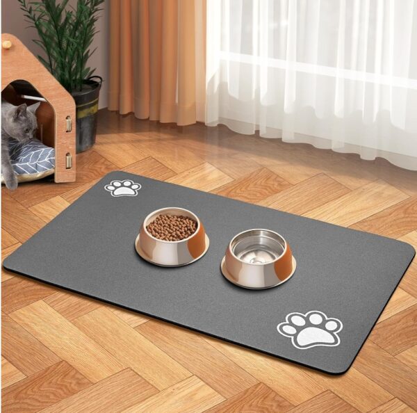 Pet Feeding Mat-Absorbent Dog Mat for Food and Water Bowl-Dog Accessories Pet Supplies-Dog Water Bowl for Messy Drinkers-No Stains Quick Dry Dog Water Dispenser Mat | EZ Auction