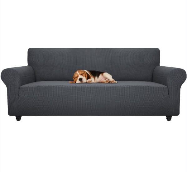 Stretch Oversized Couch Cover Universal Sofa Covers for Living Room Dogs Pet Furniture Protector Spandex Extra Large Sofa Slipcovers with Anti Slip Foam Sticks (Dark Grey, XL Sofa) | EZ Auction