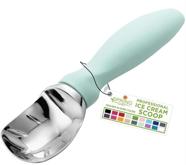 Spring Chef Heavy Duty Ice Cream Scoop with Comfortable Handle, Professional Metal Ice Cream Spoon, Dishwasher Safe Kitchen Tool, Ice Cream Scooper for Gelato, Sorbet, Cookie Dough - Mint | EZ Auction