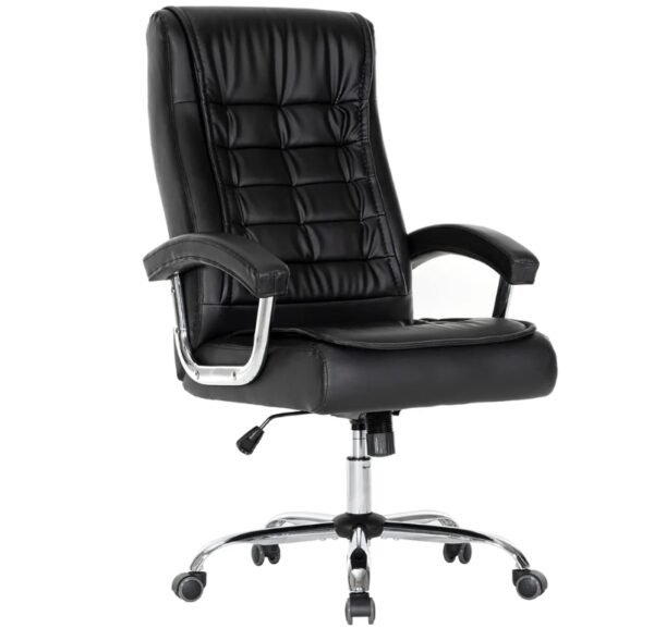 Office Chair - Black | Leather | High Back | Swivel | Adjustable | EZ Auction