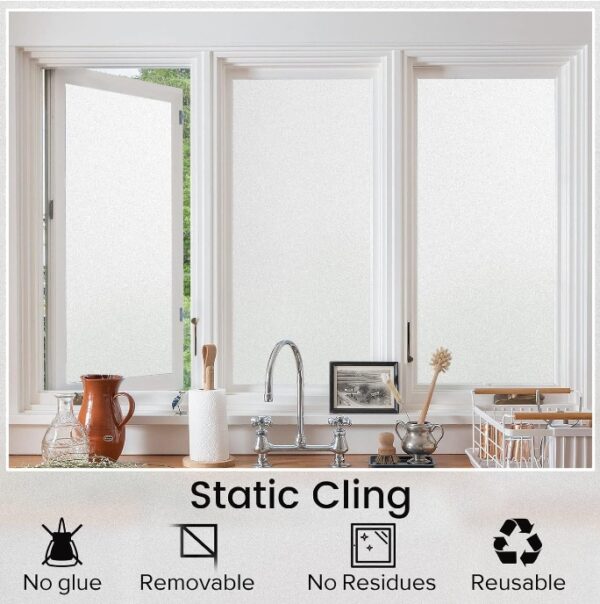 Window Privacy Film, Non-Adhesive Frosted Glass Window Film for Bathroom, Static Cling Heat Blocking Stickers for Home, Indoor Opaque Window Coverings House Tint, Matte White 29.5" x 78.7" | EZ Auction