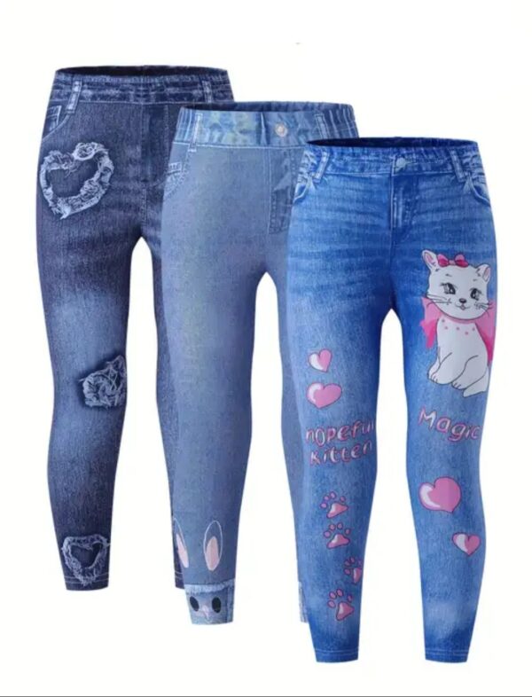 Toddler Girls Cute Cat Embroidery Leggings Elastic Waist | EZ Auction