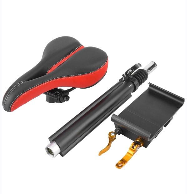 Alomejor Adjustable Electric Scooter Seat Saddle Shock Absorbing Folding Seat Chair for Scooter Black Red | EZ Auction