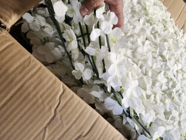 10 Pack Artificial Flower Wall Panel, 24''x16'' Flower Wall Mat with Artificial Silk Flowers, Rayon Flower Wall for Wedding, Wall Decor, Romantic Floral Backdrop for Party, Stage (10 Pcs, Off-White) | EZ Auction