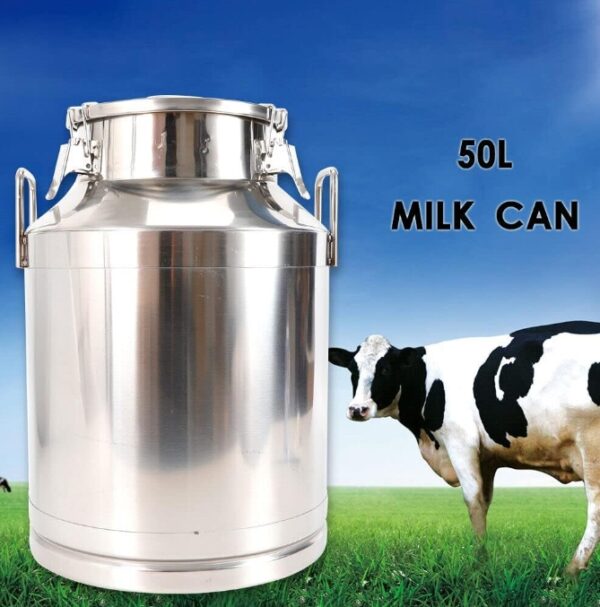 Stainless steel (grade 304) milk bucket, military water tank portable water tank, milk blender milk jug handle sealing lid, 50L/13.25 (gallon container only) | EZ Auction