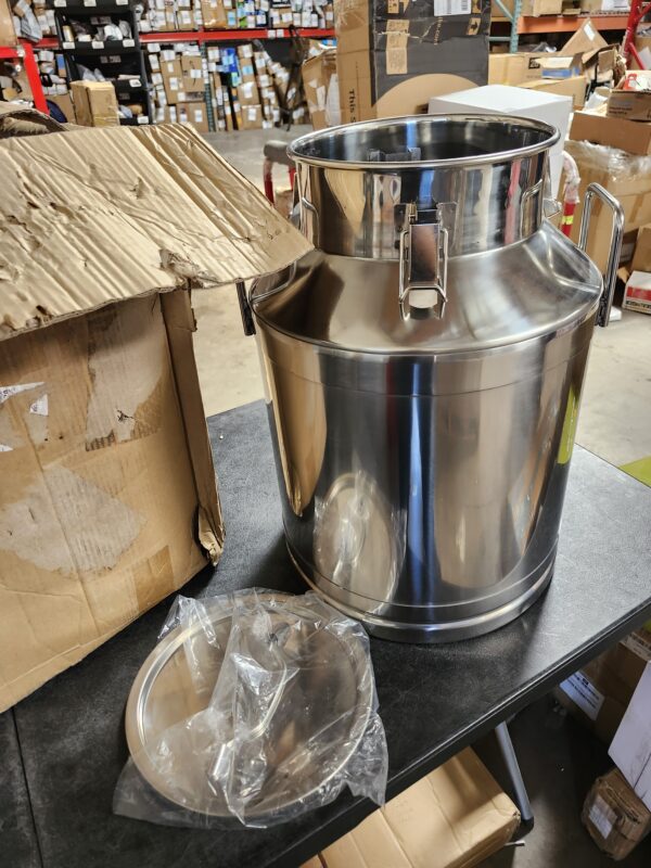 Stainless steel (grade 304) milk bucket, military water tank portable water tank, milk blender milk jug handle sealing lid, 50L/13.25 (gallon container only) | EZ Auction