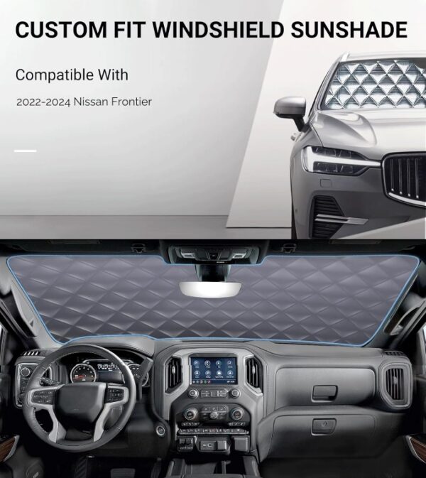 6 Layers Windshield Sun Shade Compatible with 2022-2024 Nissan Frontier. Foldable 6MM Thick Reflective Aluminum Film Car Front Window Sunshade. | EZ Auction