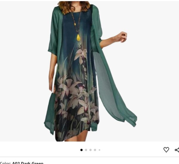 SIZE L. Guteidee Two Piece Set Maxi Dress for Womens Chiffon Cardigan Wedding Guest Floral Print Midi Dresses | EZ Auction