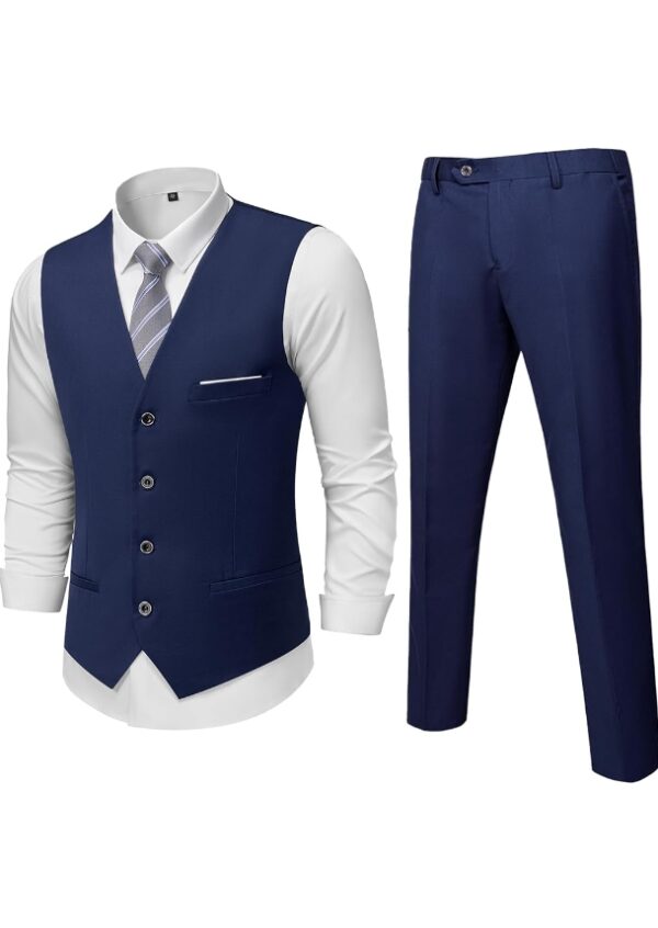 SIZE 3XL* Men's 2-Piece Suit, Vest Pants Set for Men, Classic Waistcoat with Tie for Business, Wedding, Prom, Homecoming | EZ Auction