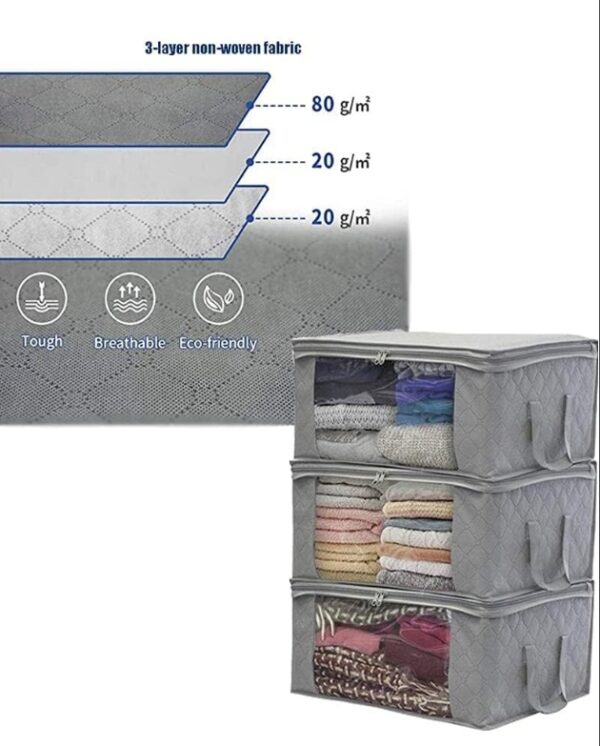 Folding Closet Organizers，dresser storage box,Drawer Organiser Clothes 3 Pieces Quilt Storage Box,Non-Woven Foldable Dust-Proof Clothes Storage Bag,Help Save Space In The Closet,Large Toy Storage Bag | EZ Auction