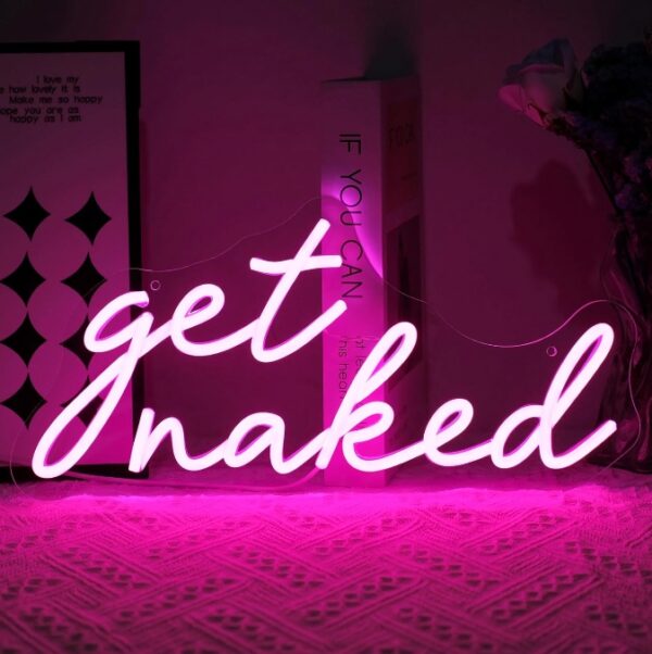 *** ILLUSTRATIVE IMAGE *** Get Naked Neon Sign for Wall Decor Dimmable Led Lights Signs Pink Led Signs for Bedroom decor Letters Neon Light Room Decor for Bar Party Pub Salon Decoration Girls Gift | EZ Auction