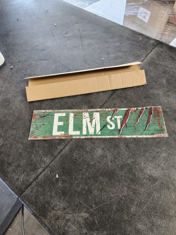 flinelife Elm Street Sign,16X4, Horror Movie Metal Sign, Nightmare on Elm Street Wreath Sign | EZ Auction