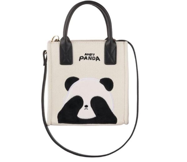 Trendy Canvas Clutch Bag White Mini Handbag for Women Cute Panda Print Shoulder Bag Strap Detachable Crossbody Bag | EZ Auction