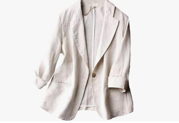 SIZE S -Kinghua Women's Casual One Button Linen Blazer Jackets Lapel 3/4 Sleeve Suit Blazer | EZ Auction