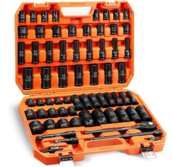 66PC 1/2" Drive Impact Socket Set Deep & Standard SAE Metric 3/8-1-1/4" 8-24mm | EZ Auction