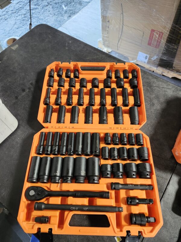 66PC 1/2" Drive Impact Socket Set Deep & Standard SAE Metric 3/8-1-1/4" 8-24mm | EZ Auction