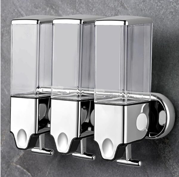 3 in 1 Chamber Wall Mounted Bathroom Shower Pump Dispenser and Organizer-Holds Shampoo, Soap, Conditioner, Shower Gel, for Bathroom Kitchen Hotel | EZ Auction