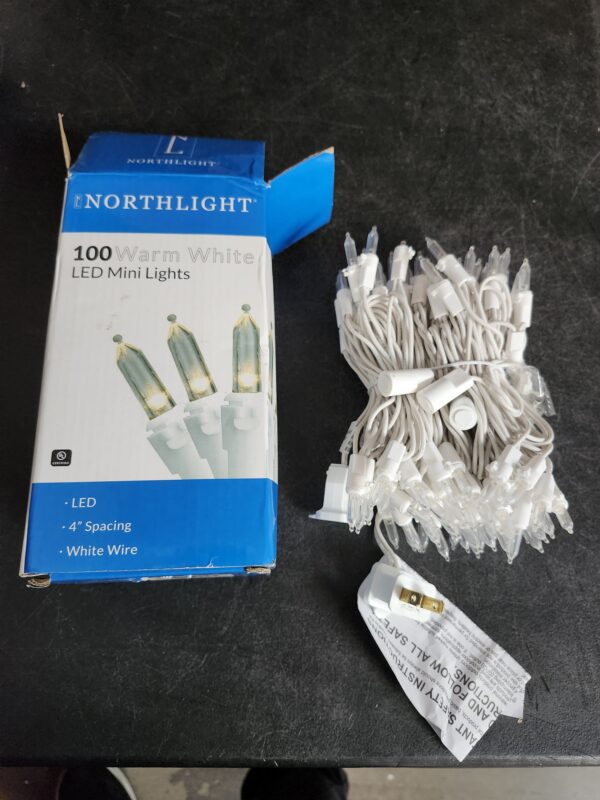 Northlight 100-Count Warm White LED Mini Christmas Lights - 33ft, White Wire | EZ Auction