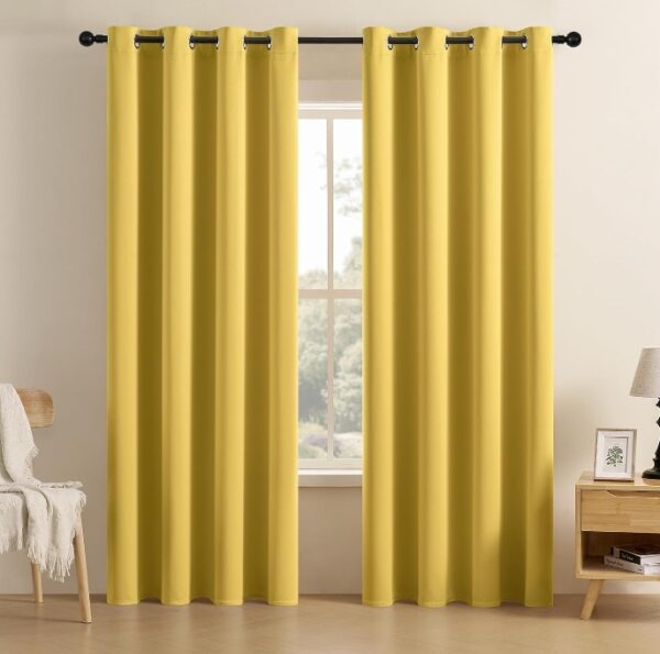 CUCRAF Blackout Curtains 84 inch Length,Thermal Insulated Room Darkening Window Curtains for Bedroom,Light Blocking Drapes for Living Room,Set of 2 Panels, 42 x 84 Inch, Lemon Yellow | EZ Auction