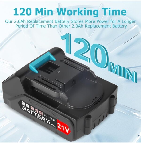 2 PCS* 21V 2.0Ah Battery Pack for Makita Lithium Ion Replacement Battery, Large Capacity Rechargeable Battery Pack for Cordless Power Tools, Compatible With 21V Makita Battery Power Tools (Battery Only） | EZ Auction