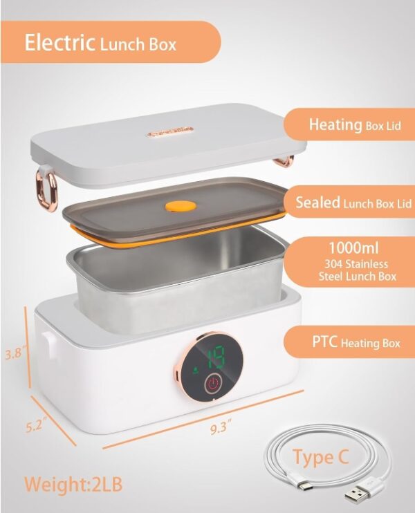 Cordless Portable Electric Self-Heating Lunch Box, Rechargeable Battery Powered | EZ Auction