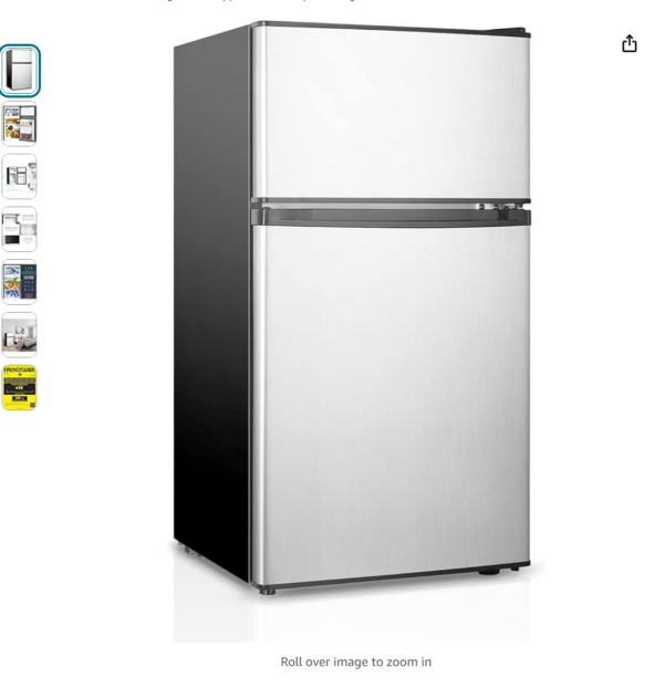 Mini Fridge With Freezer,3.2 Cu.Ft Compact Refrigerator,Mini Refrigerator With 2 Doors For Bedroom,Office,Kitchen,Apartment,Dorm(sliver) | EZ Auction