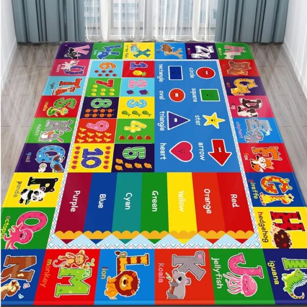 Baby Play Mat Kids Rug for Playroom, Floor Mat for Toddlers, Playtime Collection ABC, Numbers, Animals Educational Area Rugs for Kids Room Classroom | EZ Auction