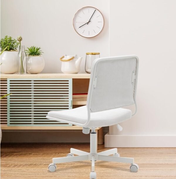 Adjustable Ergonomic Office Chair with Lumbar Support, Breathable Polyester Cloth Fabric Padded Seat Backrest, Heavy-Duty Swivel Castersfor Home and Office Use - Beige | EZ Auction