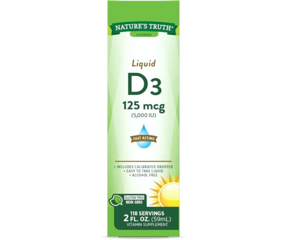 ( PACK OF 3 ) Nature's Truth Vitamin D3 Liquid | 5000 IU | 2 fl oz | Non-GMO and Gluten Free Supplement | EZ Auction